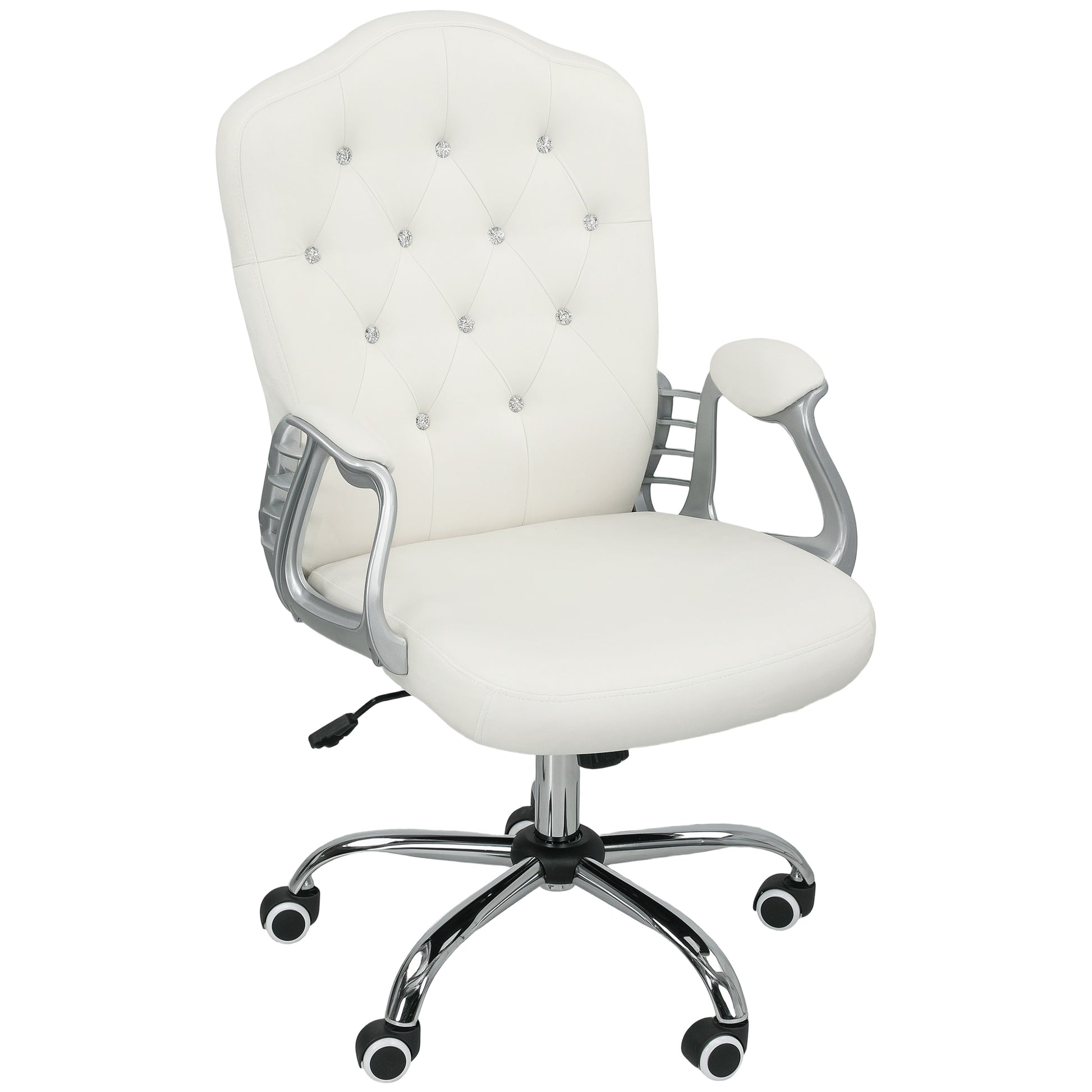 Swivel Office Chair with Tufted Back, Cream White