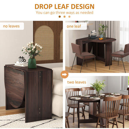 Oval Drop Leaf Dining Table with Space-Saving Design for Up to 6 People, Distressed Brown