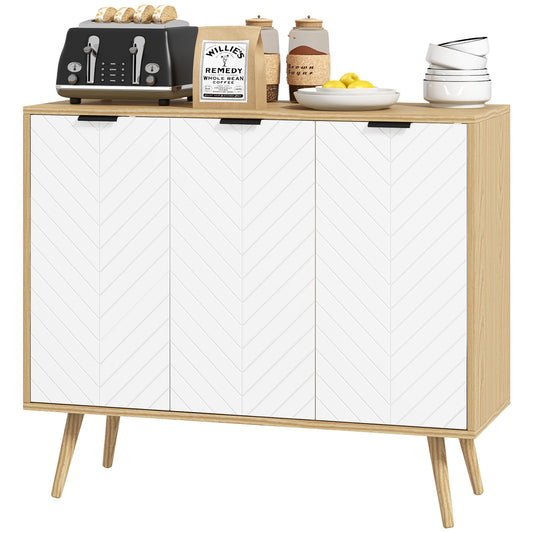 Modern Sideboard Buffet with Adjustable Shelves, Natural