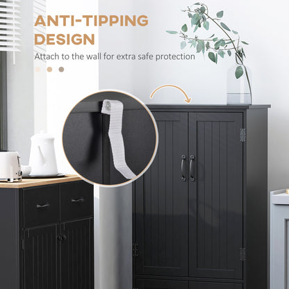 4-Door Storage Cabinet with Adjustable Shelves, 48" Tall Pantry Organizer, Black