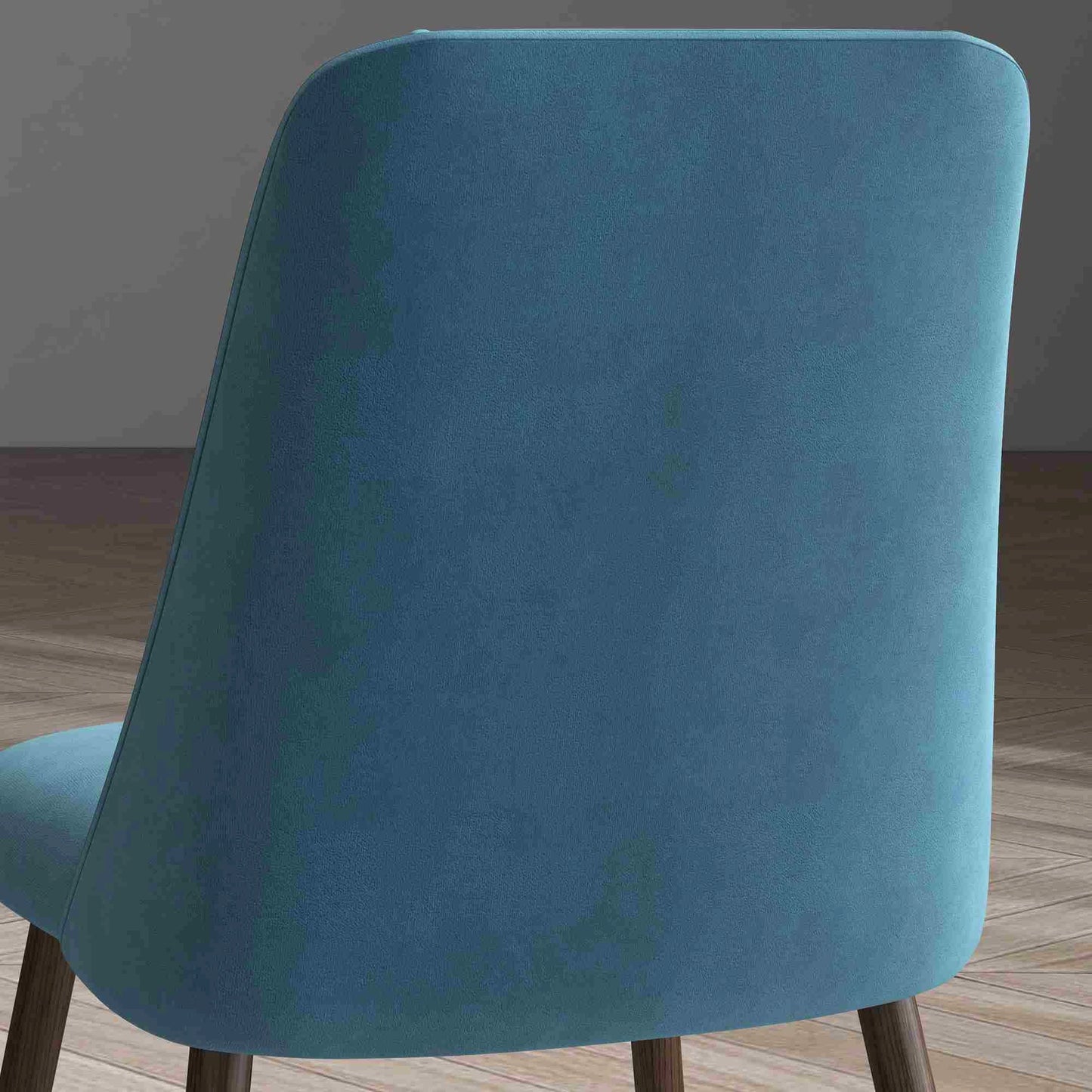 Velvet Dining Chairs with Wood Grain Steel Legs, Blue (Set of 4)