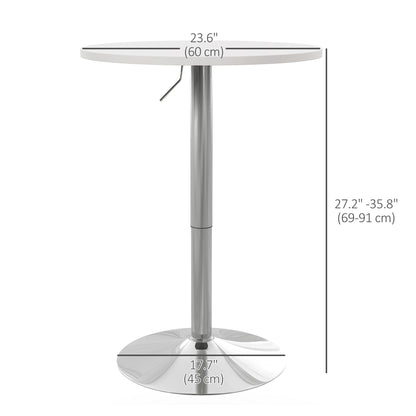 Adjustable Height Bar Table with 360° Swivel Top for 2 People, White