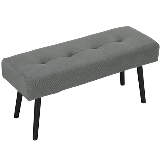 39" Corduroy Upholstered Ottoman Bench, Grey