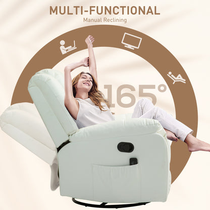 Luxury Massage Recliner Chair with 8 Vibration Points, Cream White