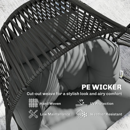 Grey Wicker Indoor-Outdoor Egg Chair with Cushion