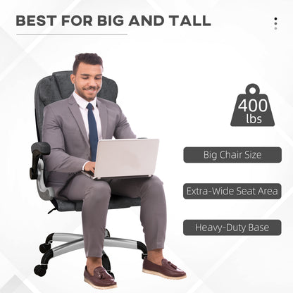 Heavy Duty Microfibre Office Chair with Flip-up Arms, Charcoal Grey (400 lbs Capacity)