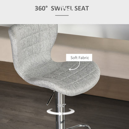 Adjustable Swivel Counter Stools with Linen Fabric, Gray (Set of 2)