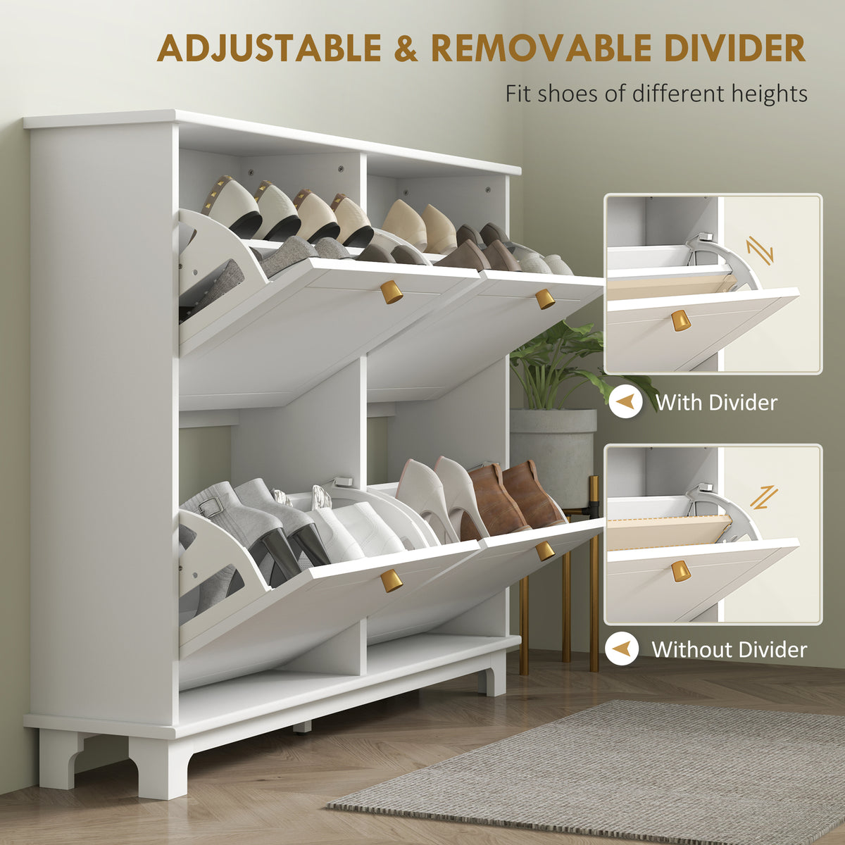 Slim Shoe Storage Cabinet, White