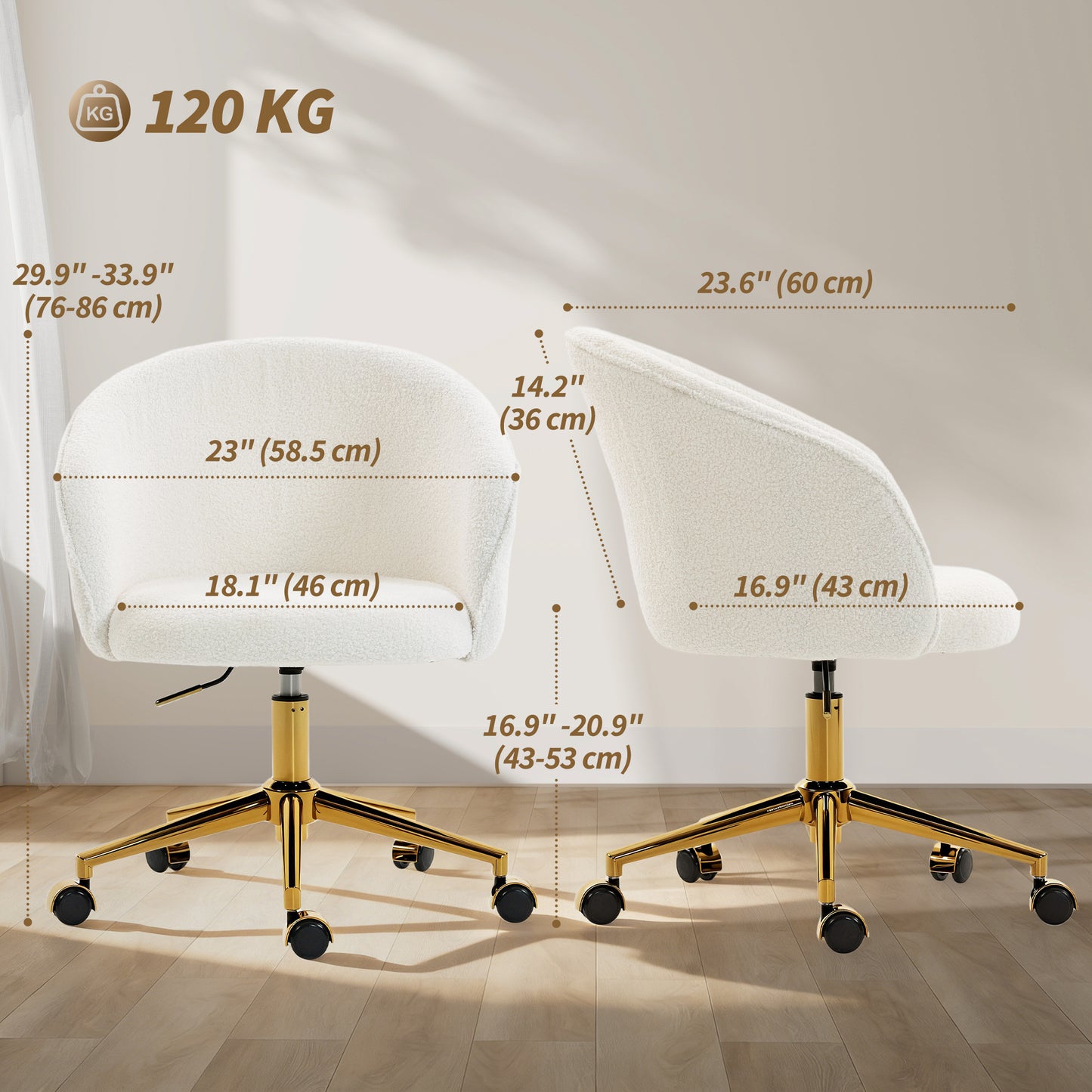 Ergonomic Office Chair with Footrest, Cream White