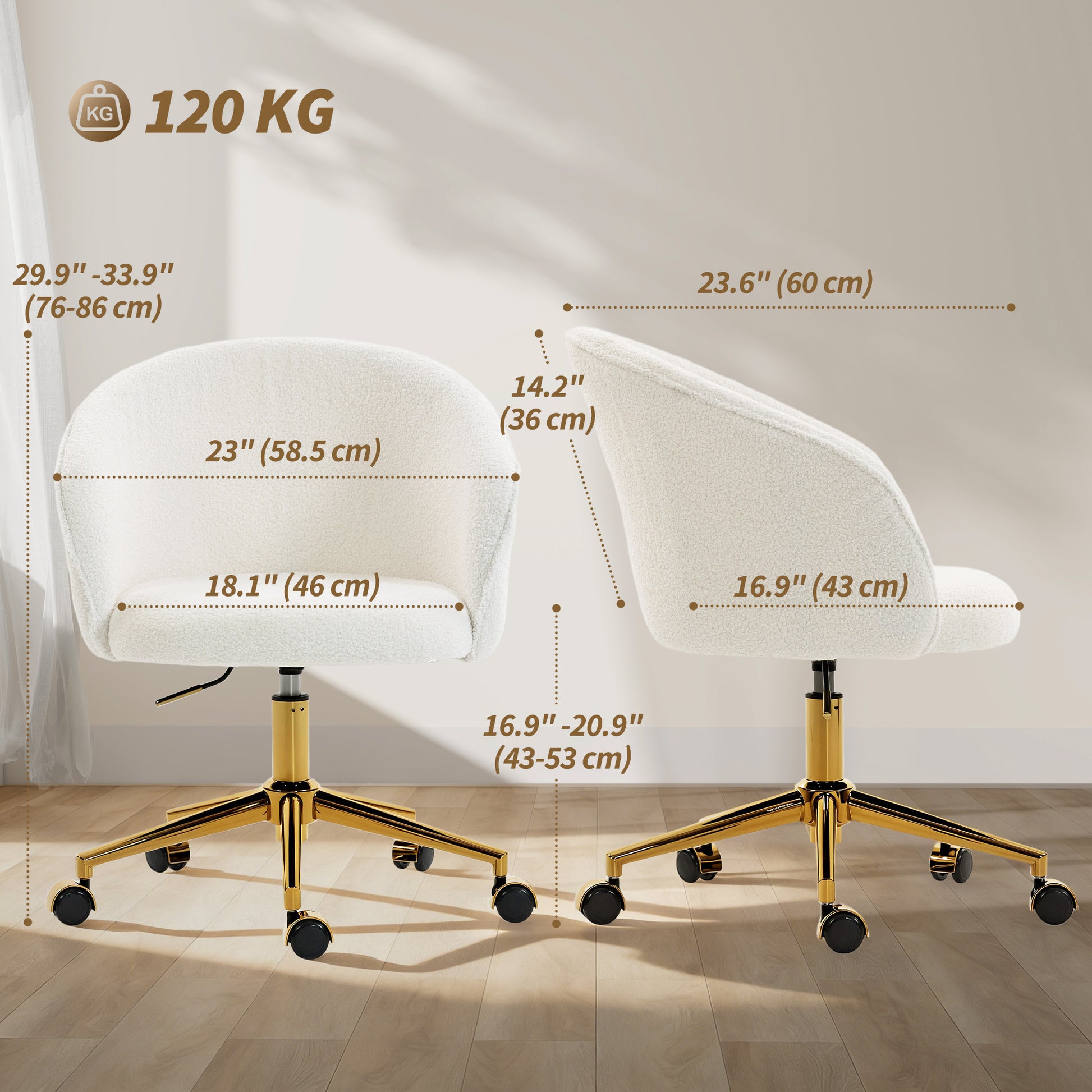 Ergonomic Office Chair with Footrest, Cream White