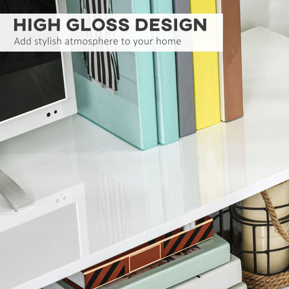 71" Lighted TV Stand with Storage for 75" TVs, High Gloss White