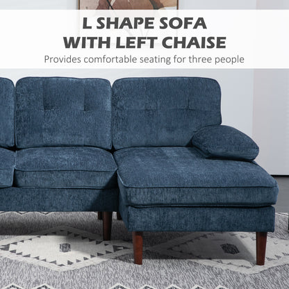 Tufted L-Shaped Corner Sofa with Right Chaise Lounge, Navy Blue