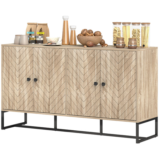Sideboard Buffet Cabinet with Steel Base, Oak