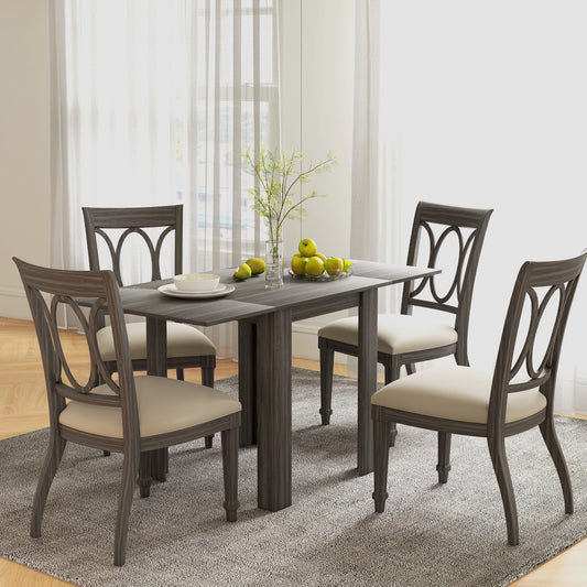 Folding Drop Leaf Dining Table for Small Spaces - Gray