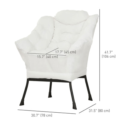 Modern Accent Chair with Storage Pockets - Cream White