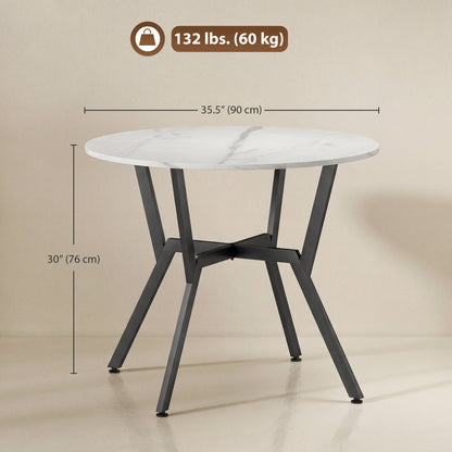 Modern Bar Table with Metal Frame, Marble White