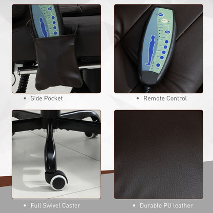 7-Point Vibrating Massage Office Chair with Footrest and Reclining Back, Brown