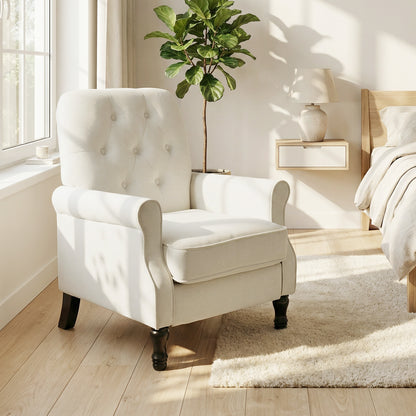 Upholstered Accent Chair with Pillow, Cream White