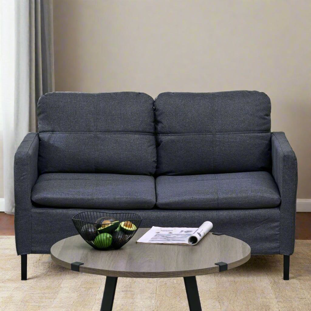 Dark Grey 53" 2-Seat Upholstered Sofa with Steel Legs