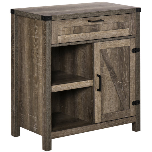 Farmhouse Buffet Sideboard with Barn Doors, Dark Oak