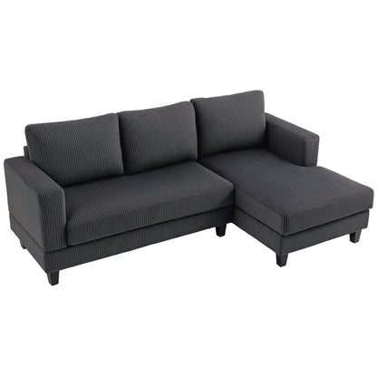 L-Shaped Sofa with Chaise Lounge, Grey