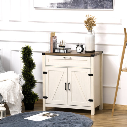 Farmhouse Sideboard Buffet with Barn Doors, White