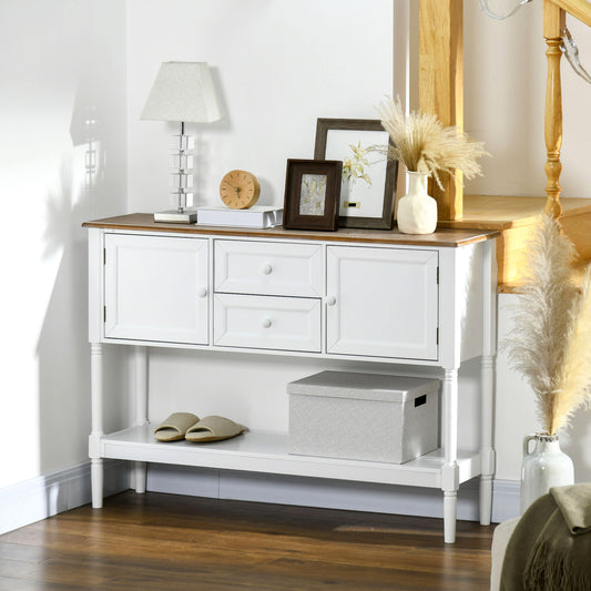 45" Vintage Console Table with Drawers and Cabinets, White