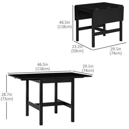 Solid Wood Drop Leaf Dining Table - Black