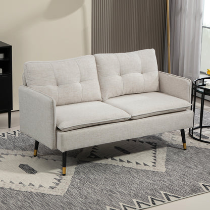 55" Button-Tufted Loveseat Sofa, Cream White