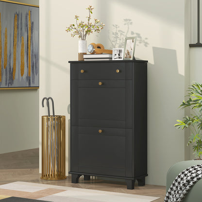 Slim Shoe Storage Cabinet, for 8 Pairs, Black