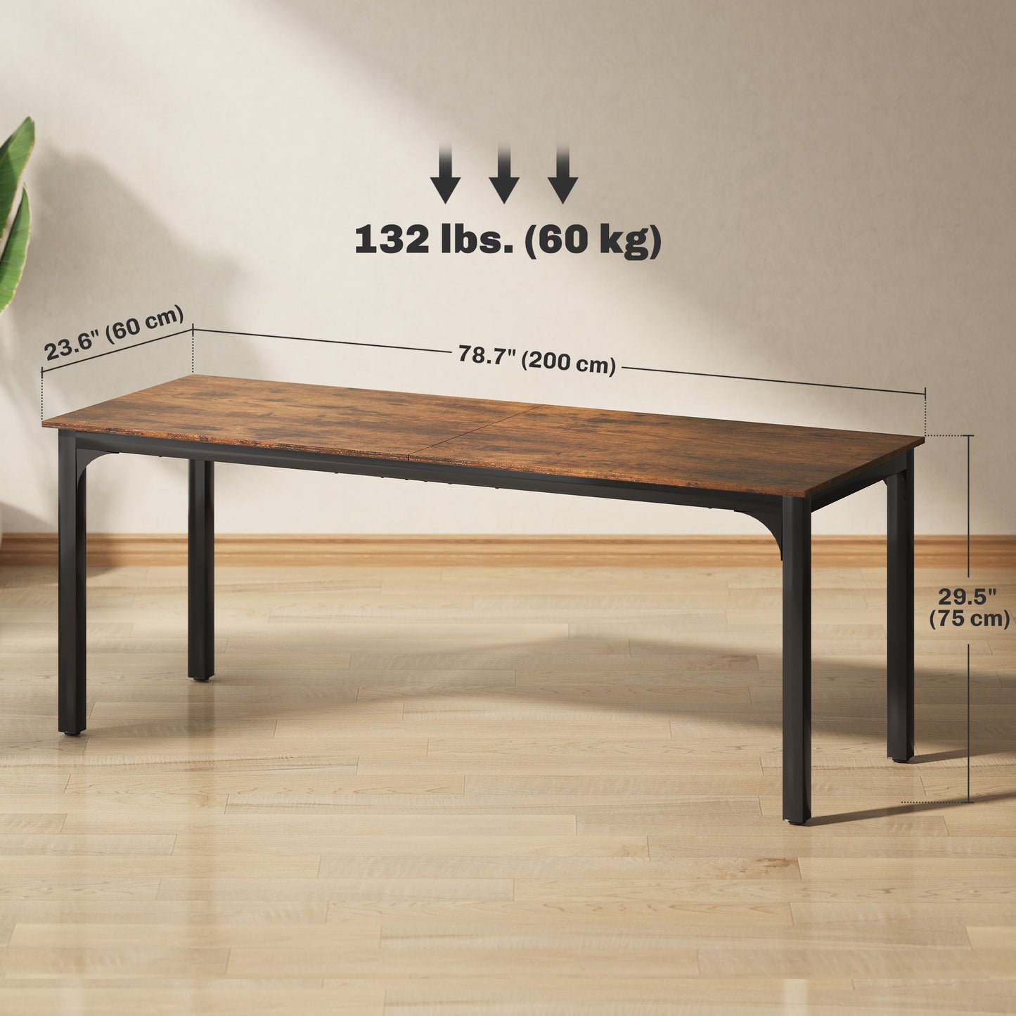 Homcom 79" Computer Desk, Desktop Desk With Metal Legs, Rustic Brown
