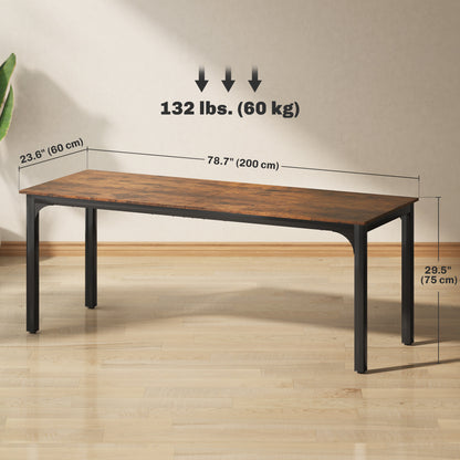 Homcom 79" Computer Desk, Desktop Desk With Metal Legs, Rustic Brown