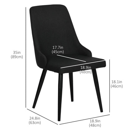 Modern Fabric Dining Chairs with Diamond Tufting - Black (Set of 2)