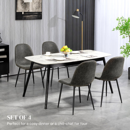 Retro PU Leather Upholstered Dining Chairs, Dark Grey (Set of 4)