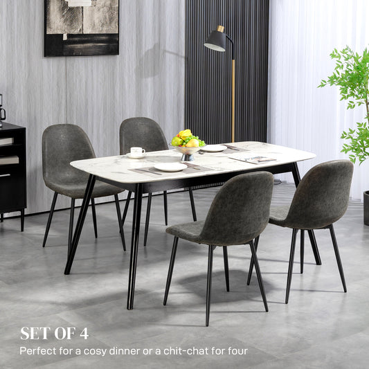 Retro PU Leather Upholstered Dining Chairs, Dark Grey (Set of 4)