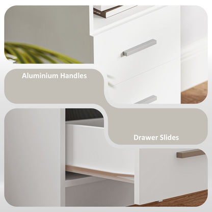 39" Computer Desk with 3 Drawers and Open Shelf, White