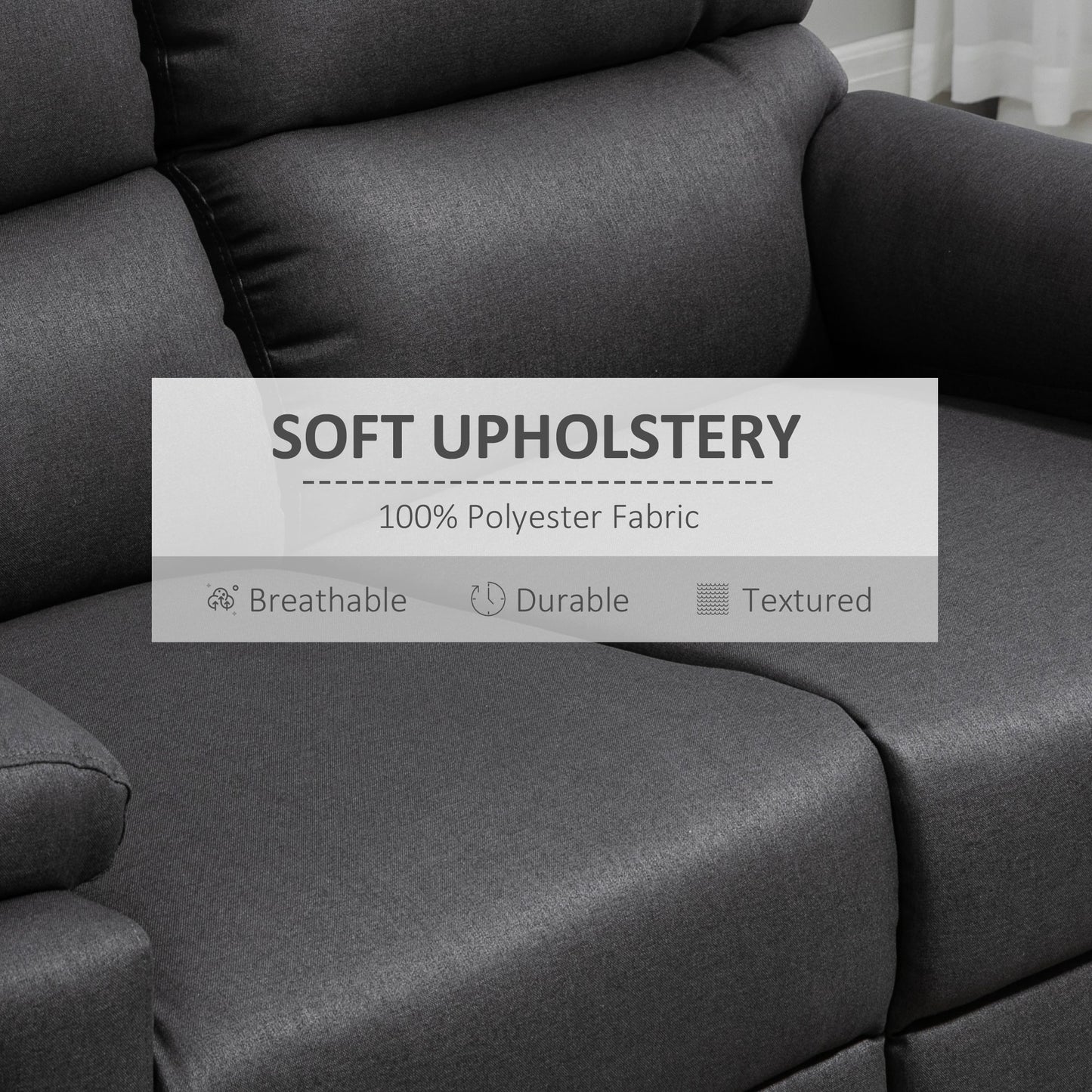 Manual Reclining Loveseat with Footrest, Dark Grey