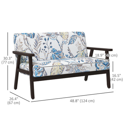 Compact Linen Loveseat Sofa, Multicolour