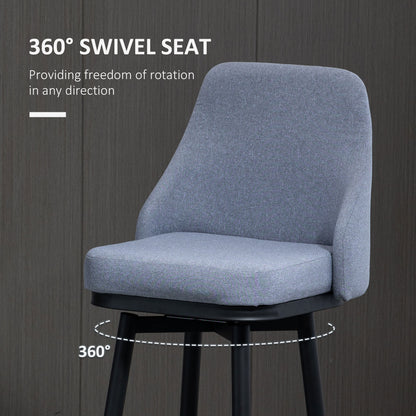 Bar Stools with Metal Legs and Footrest, Light Grey (Set of 2)