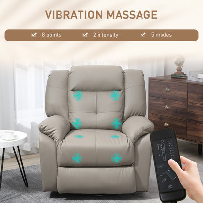 Luxury Massage Recliner Chair with 8 Vibration Points, Grey