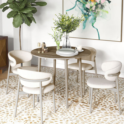 Grey Round Folding Kitchen Table with Drop Leaf