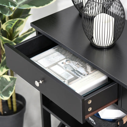 39" Console Table with X-Frame Design and Storage Drawers, Black