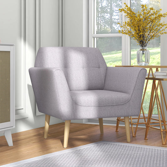 Upholstered Armchair, Modern Accent Chair with Tufted Pattern, Gray