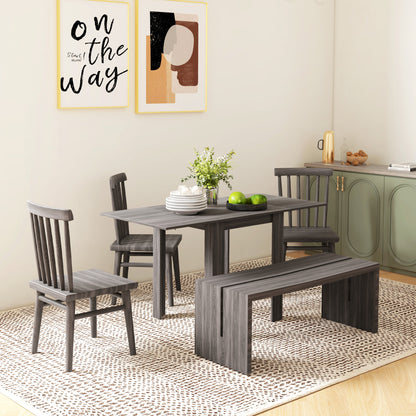 Folding Drop Leaf Dining Table for Small Spaces - Gray