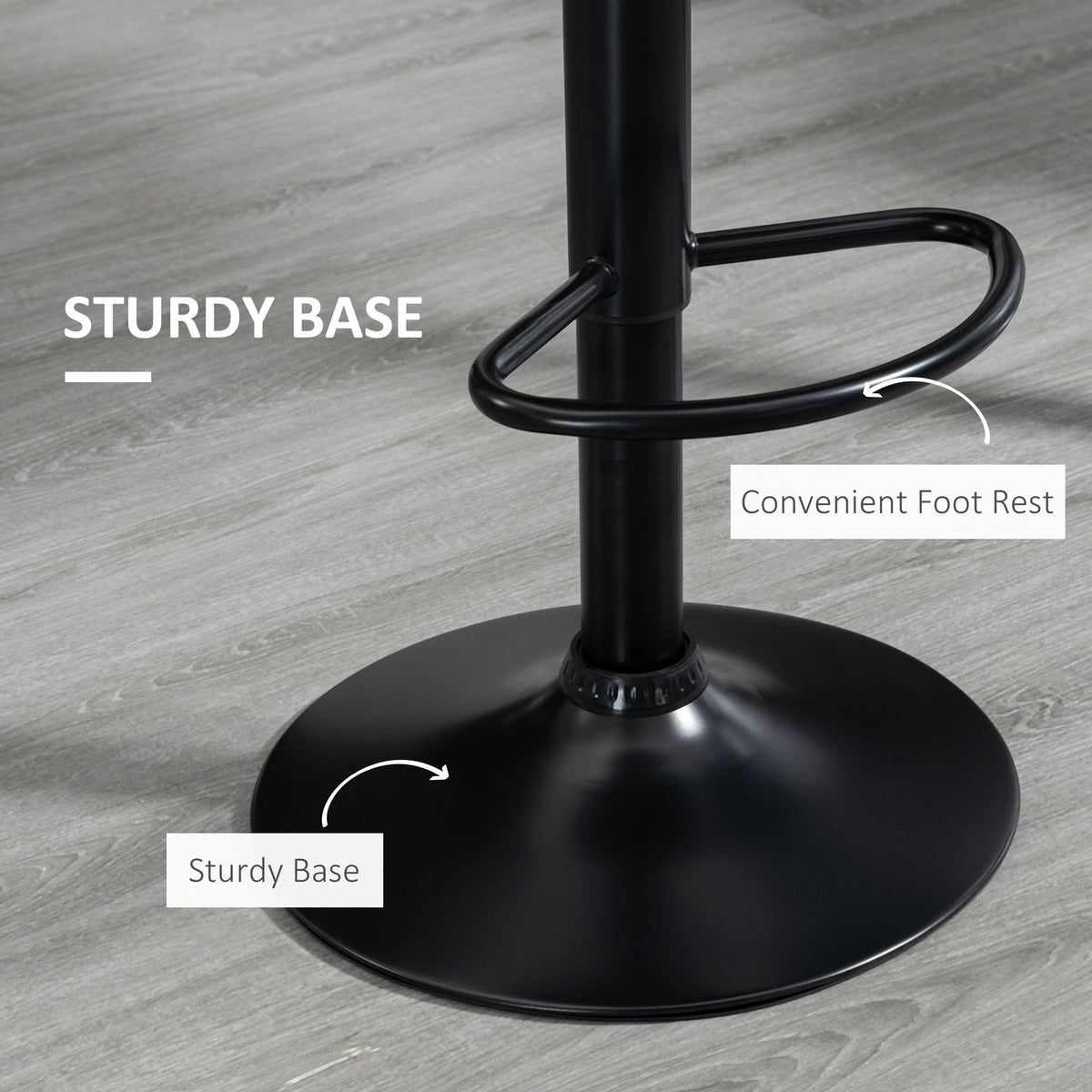 Adjustable Swivel Bar Stools with Linen Upholstery and Footrest, Black (Set of 2)