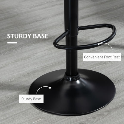 Adjustable Swivel Bar Stools with Linen Upholstery and Footrest, Black (Set of 2)