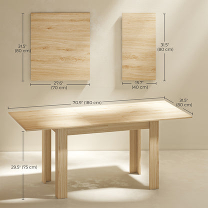 Modern Extendable Dining Table for 6-8 People - Natural Wood