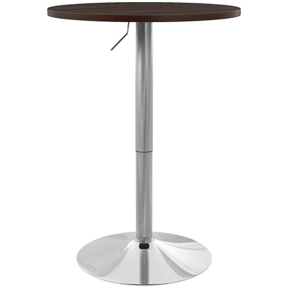 Adjustable Height Bar Table with 360° Swivel Top for 2 People, Walnut