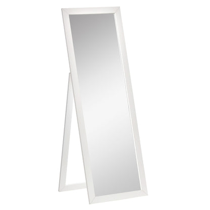 Full Length Rectangular Mirror with White Frame, 58" x 20", Floor Standing Design
