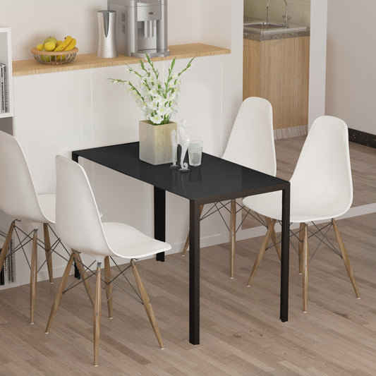 Rectangular Dining Table with Tempered Glass Top for 4